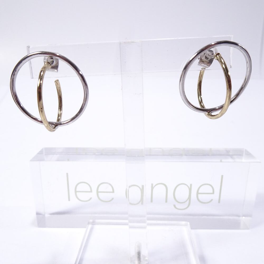 NWT Neiman Marcus Lee Angel Women's Gold and Silver Double Hoop Earrings NWT 98